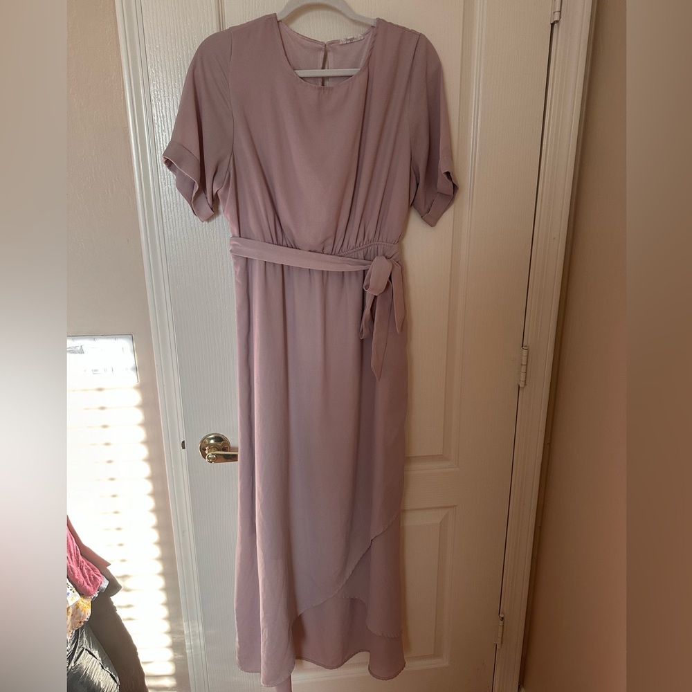 Faux Wrap Bridesmaids Dress - Mauve